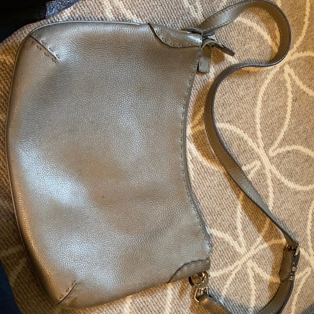 Fendi platinum leather crossbody bag
